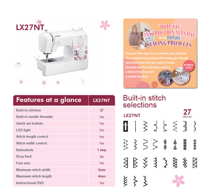 BROTHER LX27NT Portable Free Arm Sewing Machine